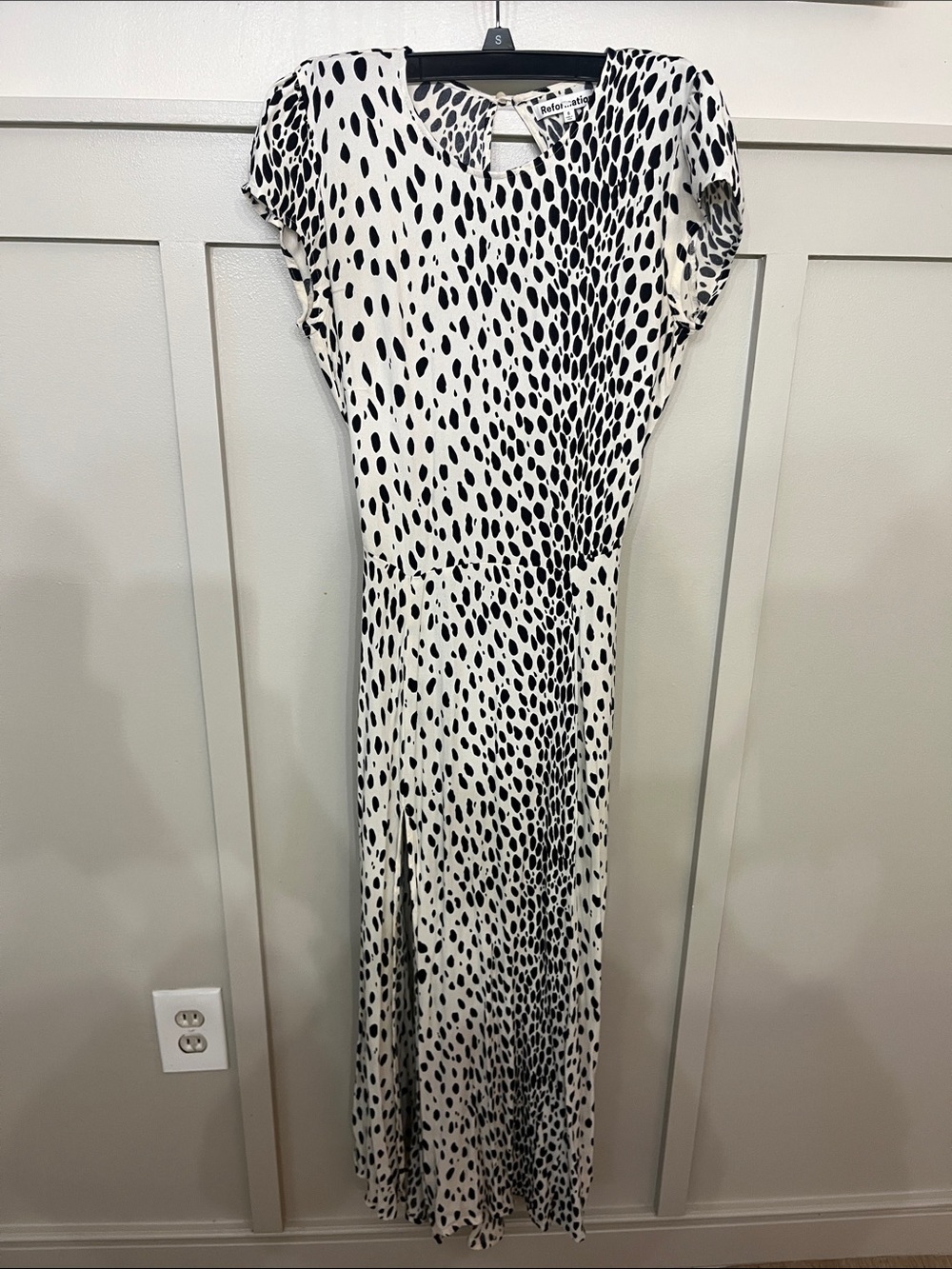 Reformation Black and White/ cheetah  Spotted Maxi Dress